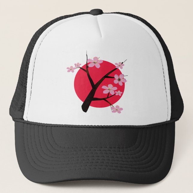 Pretty Japanese Cherry Blossom Trucker Hat (Front)