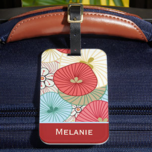 Pretty Japanese Elegant Floral Personalised Luggage Tag