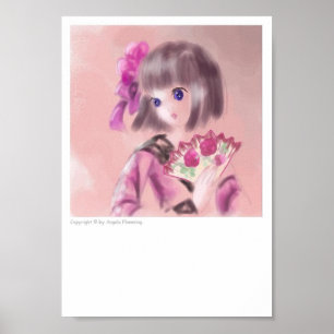 Pretty Japanese Girl With A Fan Poster