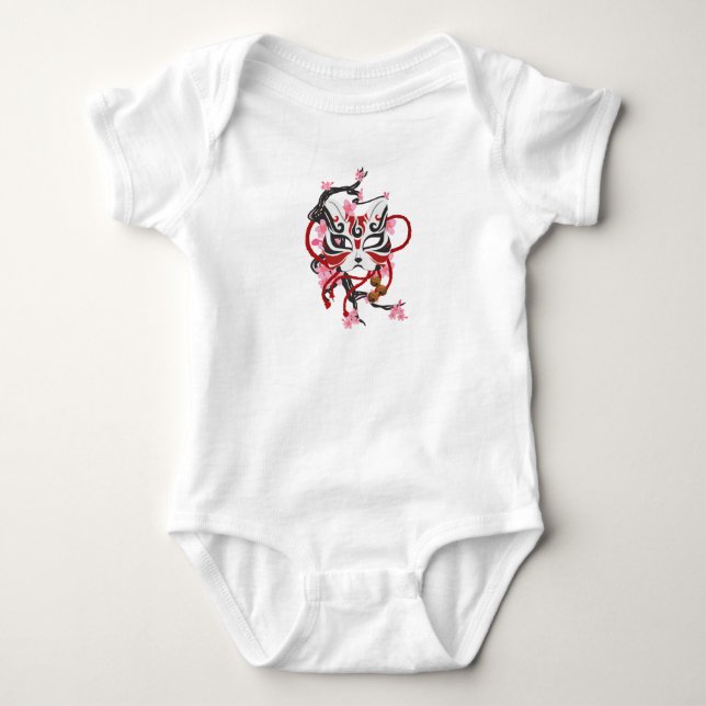 Pretty Japanese Mask Baby Bodysuit (Front)