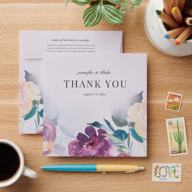 Pretty Jasmine Lilac Floral Wedding Seed Favour Envelope (Desk)