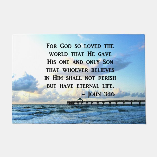 PRETTY JOHN 3:16 OCEAN PHOTO DESIGN DOORMAT (Front)