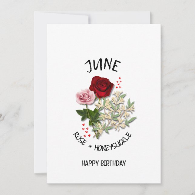 Pretty JUNE Birth Month Flower Birthday Card (Front)