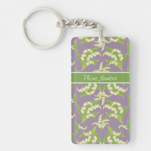 Pretty Keychain: Lilies of the Valley, Mauve Key Ring