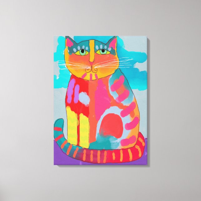 Pretty Kitty Abstract Painting Canvas Print (Front)