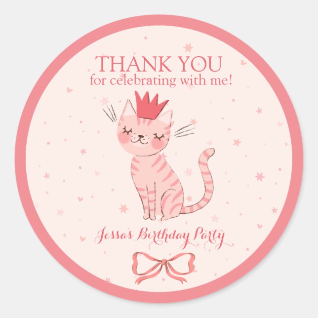 Pretty Kitty Birthday Classic Round Sticker (Front)
