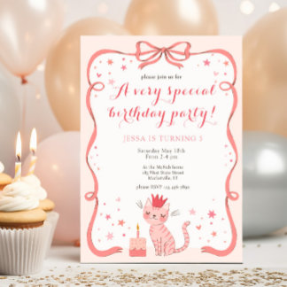 Pretty Kitty Birthday Invitation