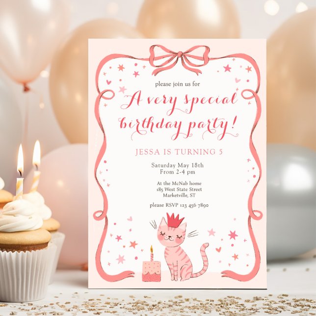 Pretty Kitty Birthday Invitation (Creator Uploaded)