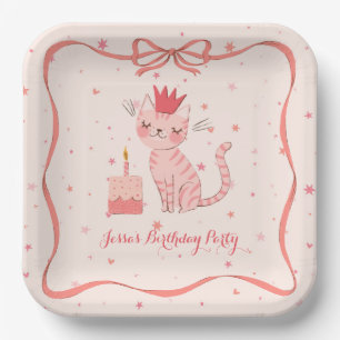 Pretty Kitty Birthday Paper Plate