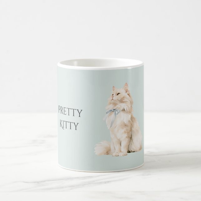 Pretty Kitty Blue Bow Coffee Mug (Center)