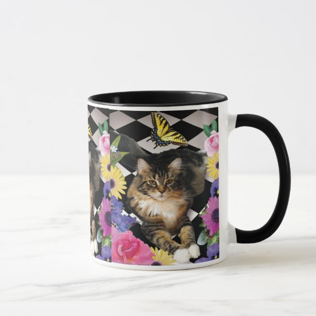 Pretty kitty cat in fantasy garden mug (Right)
