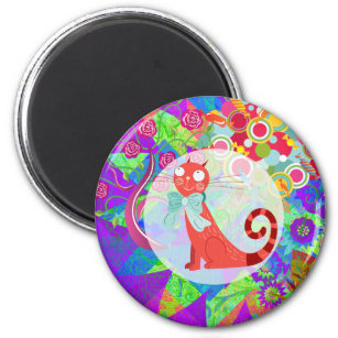 Pretty Kitty Crazy Cat Lady Gifts Vibrant Colourfu Magnet