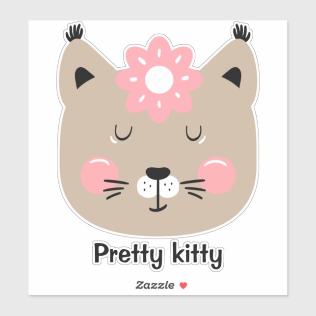 Pretty kitty napping pink flower personalise (Sheet)