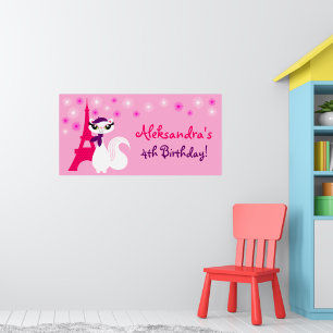 Pretty Kitty Paris Birthday Banner Poster