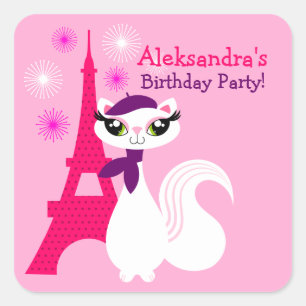 Pretty Kitty Paris Birthday Stickers
