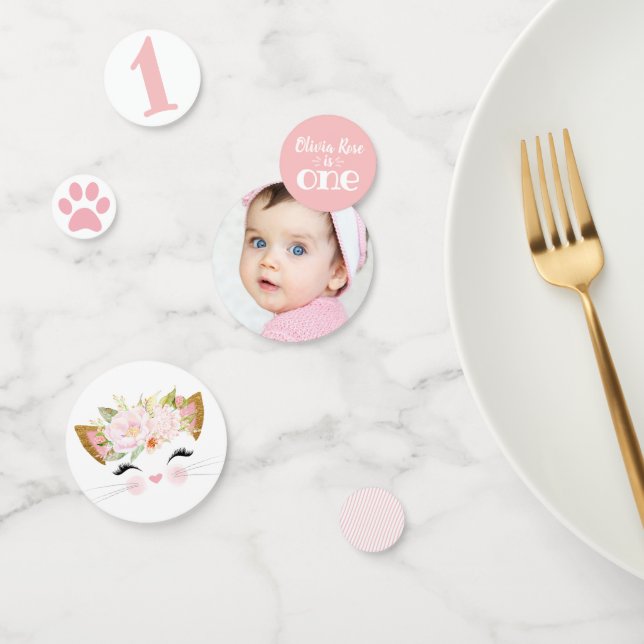 PRETTY KITTY Personalised Cat Birthday Photo Confetti (Group)
