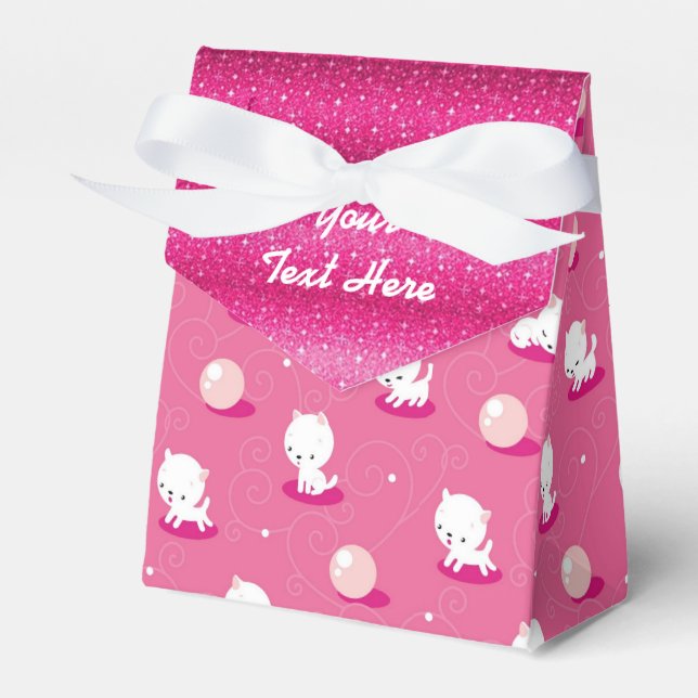 Pretty Kitty Pink Kittens Sparkle Favour Box (Front Side)