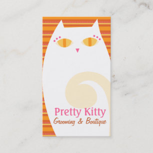 Pretty Kitty White & Orange Stripes Business Card
