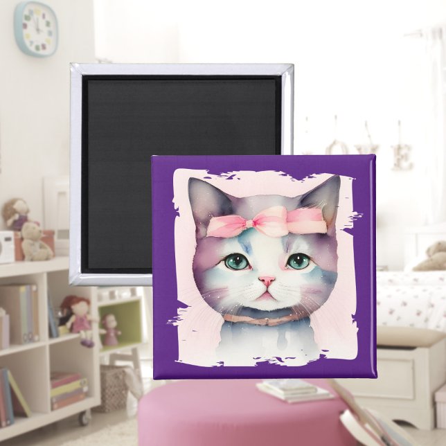 Pretty Kitty With Pink Bow Magnet (Creator Uploaded)