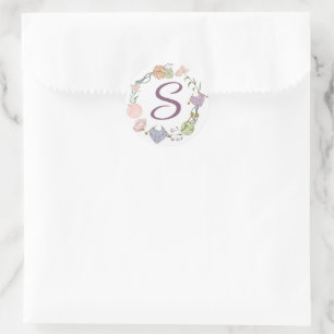 Pretty Knitting Border  Classic Round Sticker