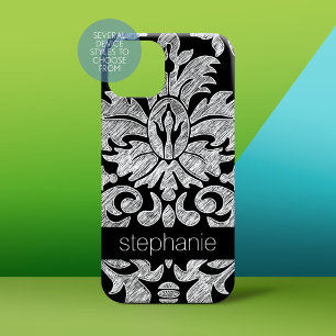 Pretty Lace Damask Pattern Black and White