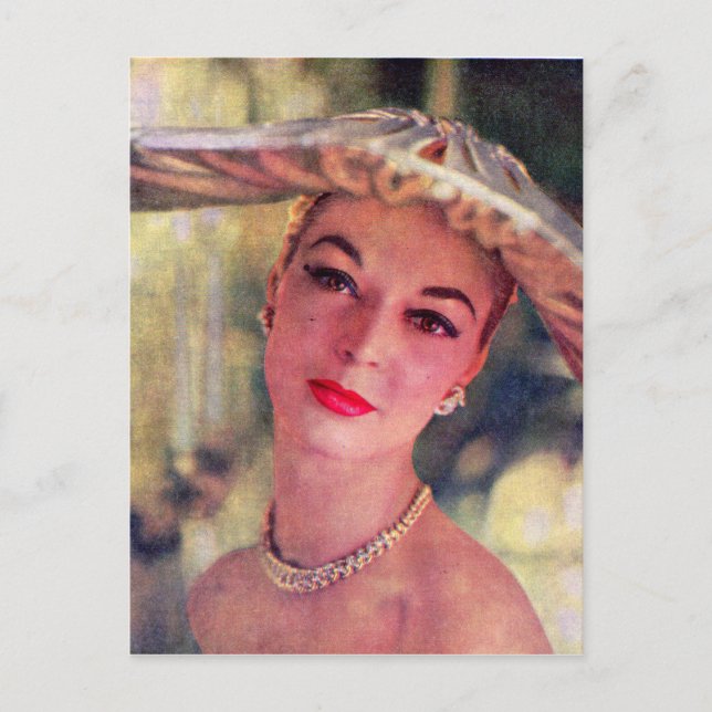 pretty lady, big hat postcard (Front)