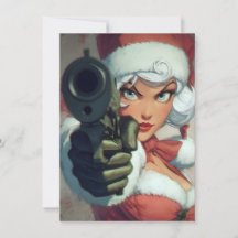 Pretty Lady has a Gun Christmas Cards