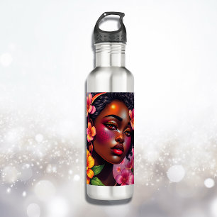 Pretty Lady of Colour Pink Flowers Musical Notes 710 Ml Water Bottle