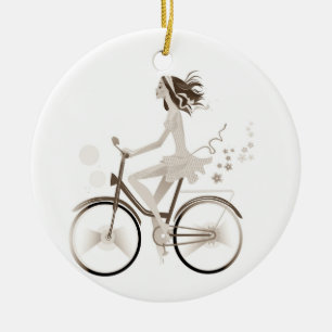 *PRETTY LADY ON A BIKE* CHRISTMAS ORNAMENT