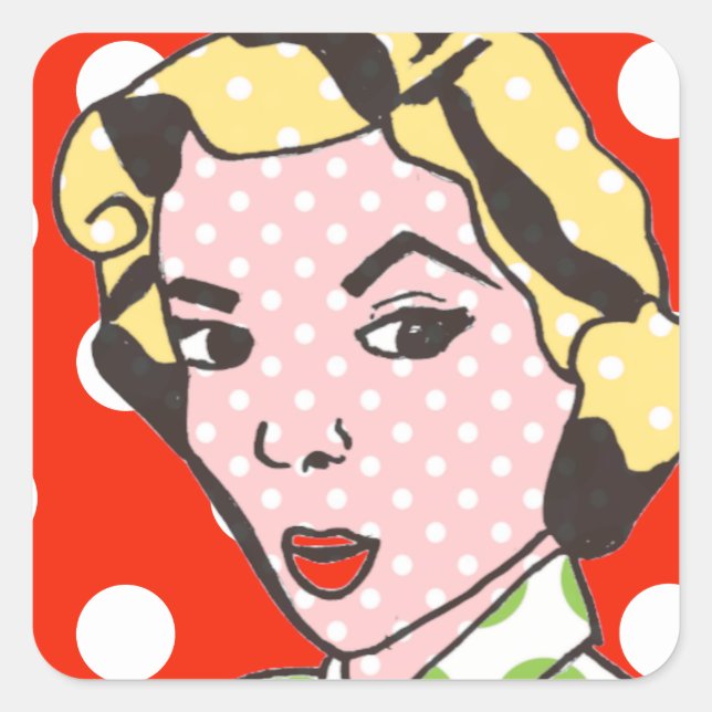 Pretty Lady Retro Pop Art Stickers (Front)