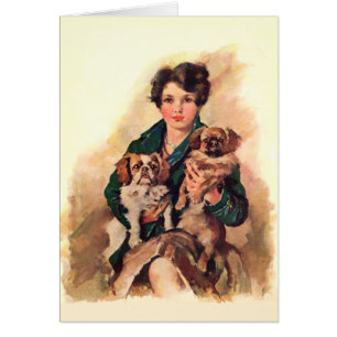 Pretty Lady with Pekingese