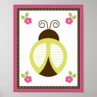 Pretty Ladybug and Flowers Nursery Art Poster