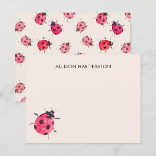 Pretty Ladybug Garden Blush Pink Thank You Card