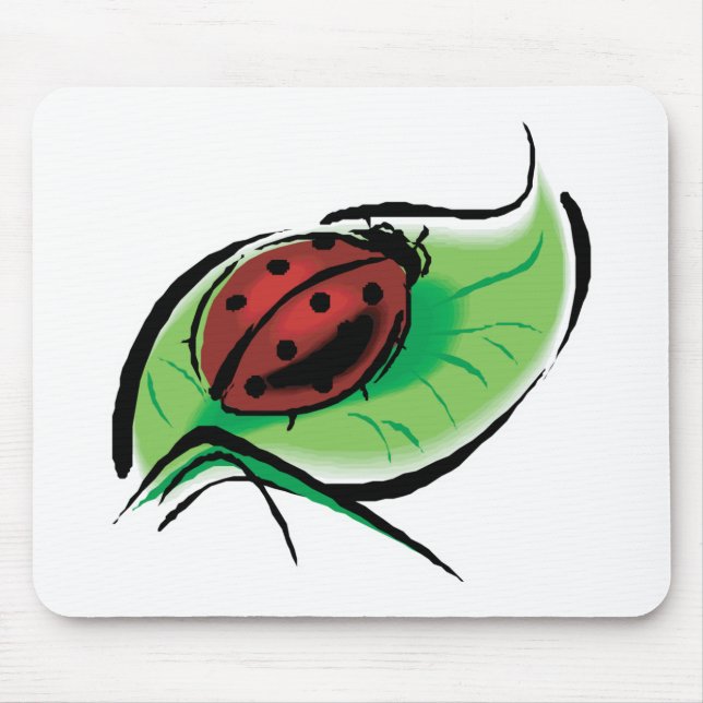 pretty ladybug on leaf mouse pad (Front)