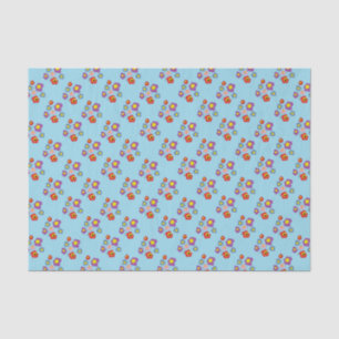 Pretty Ladybugs and Flower Pattern Blue Tissue Paper