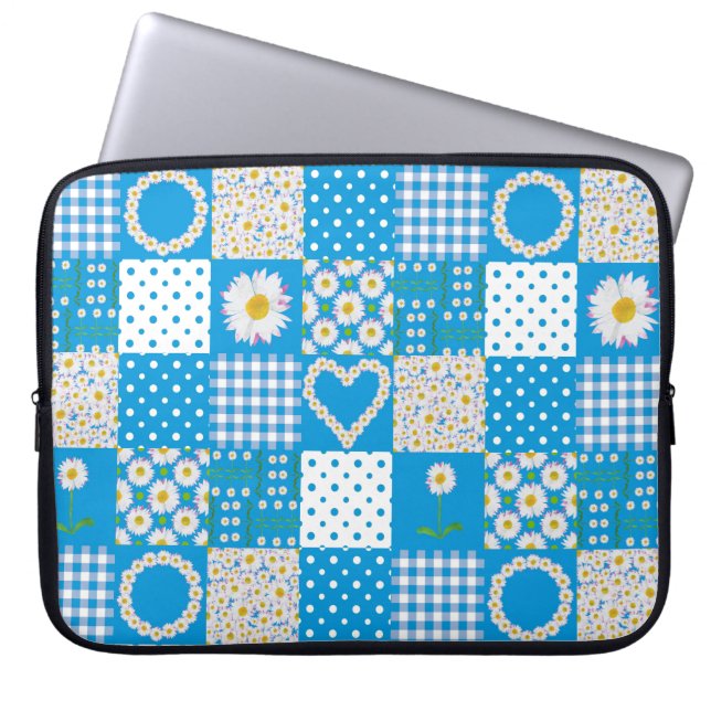 Pretty Laptop Sleeve: Daisy Chains, Faux Patchwork Sleeve (Front)
