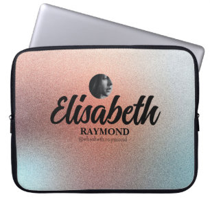 Pretty Laptop Sleeve Orange Glitter Photo and Name