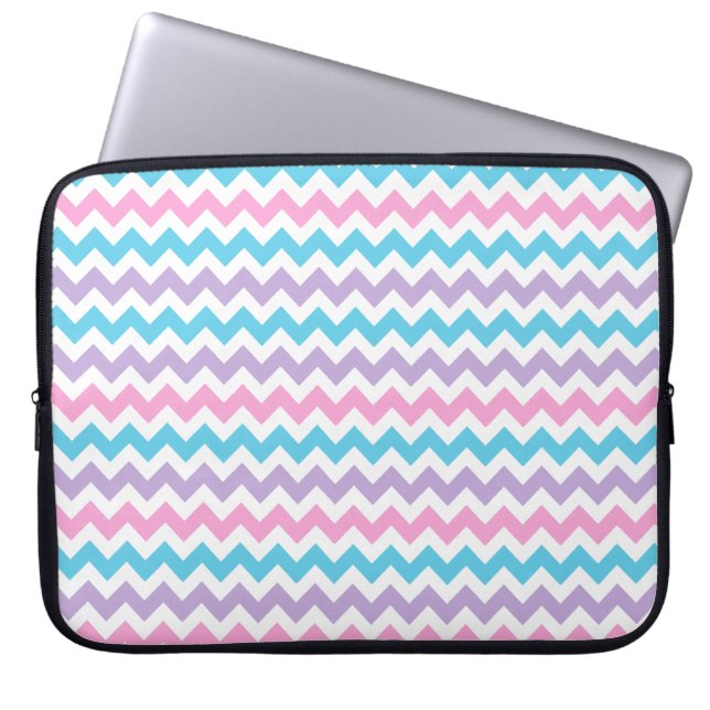 Pretty Laptop Sleeve, Pastel Colour Chevrons Laptop Sleeve (Front)