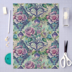 Pretty Large Floral Seamless Damask Pattern Tissue Paper