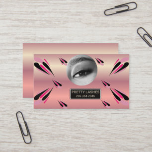 Pretty Lashes Modern Blue Minimalist Eye Illustrat Business Card