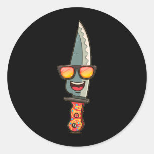 Pretty Laughing Knife with Sunglasses Costume Classic Round Sticker