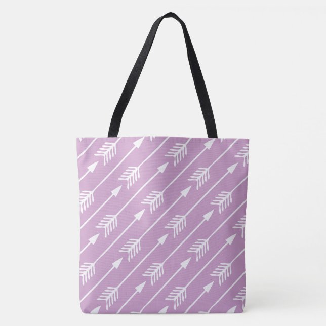 Pretty Lavender Arrows Pattern Tote Bag (Front)