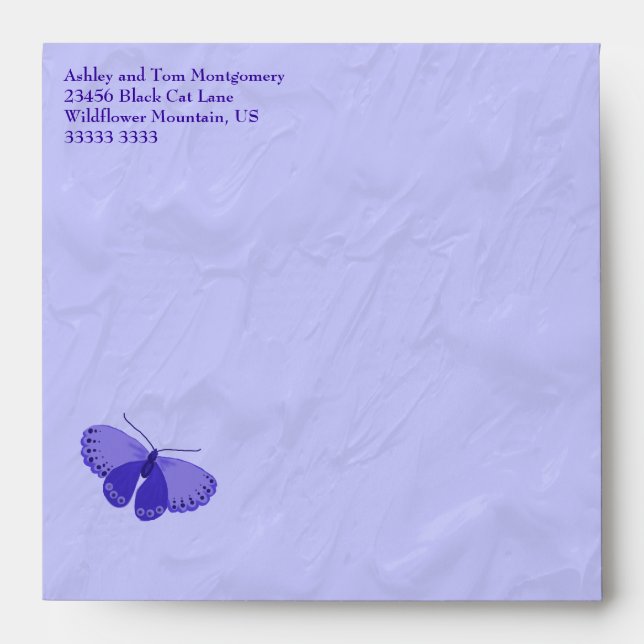 Pretty Lavender Butterfly Square Envelope (Front)