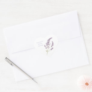 Pretty Lavender Floral Bridal Shower Heart Sticker