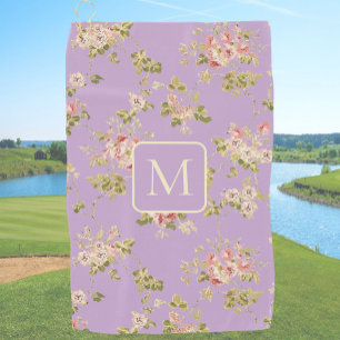 Pretty Lavender Floral custom monogram ladies Golf Towel