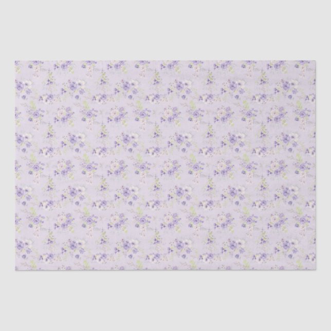 Pretty lavender floral design throw pillow tissue paper (Front)