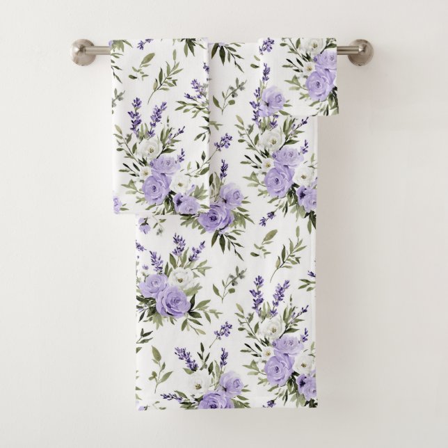 Pretty Lavender Flowers  Bath Towel Set (Insitu)