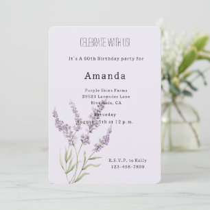 Pretty Lavender Flowers Birthday Invitation