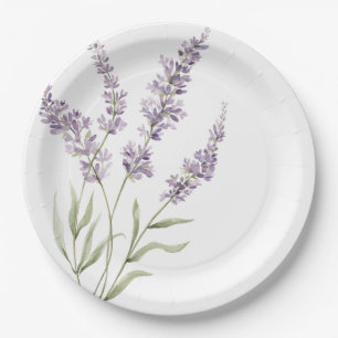 Pretty Lavender Flowers Birthday Paper Plate