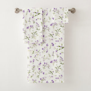 Pretty Lavender Flowers Bridal Shower Bath Towel Set